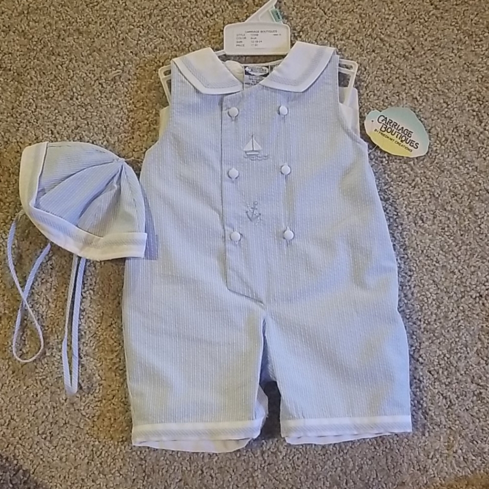 12 month One Piece Coverall with matching hat
